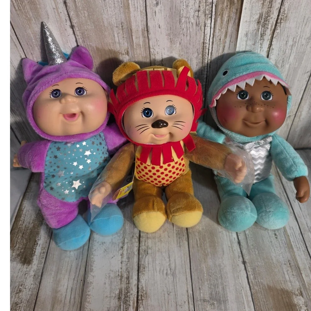 Cabbage Patch Kids Cuties Plush Doll Lot Jaye Lion Unicorn Shark 12 Inch Set - Picture 3 of 12